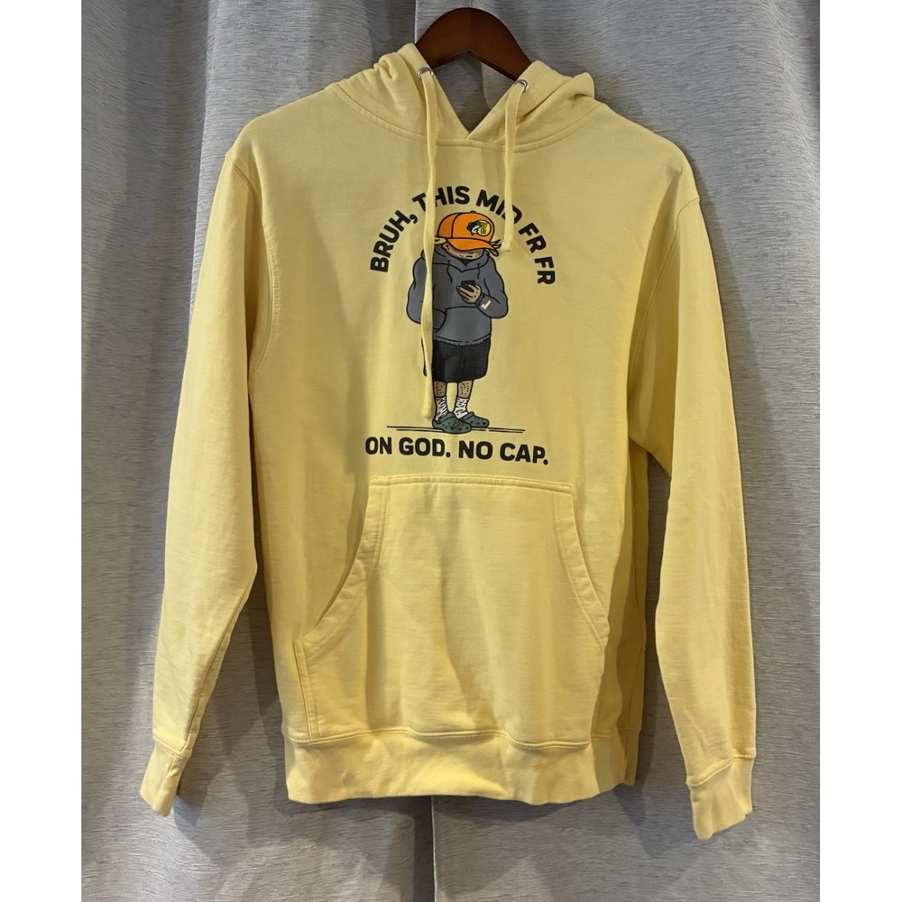 Independent Trading Co Yellow Bruh No Cap Graphic Hooded Sweatshirt Small